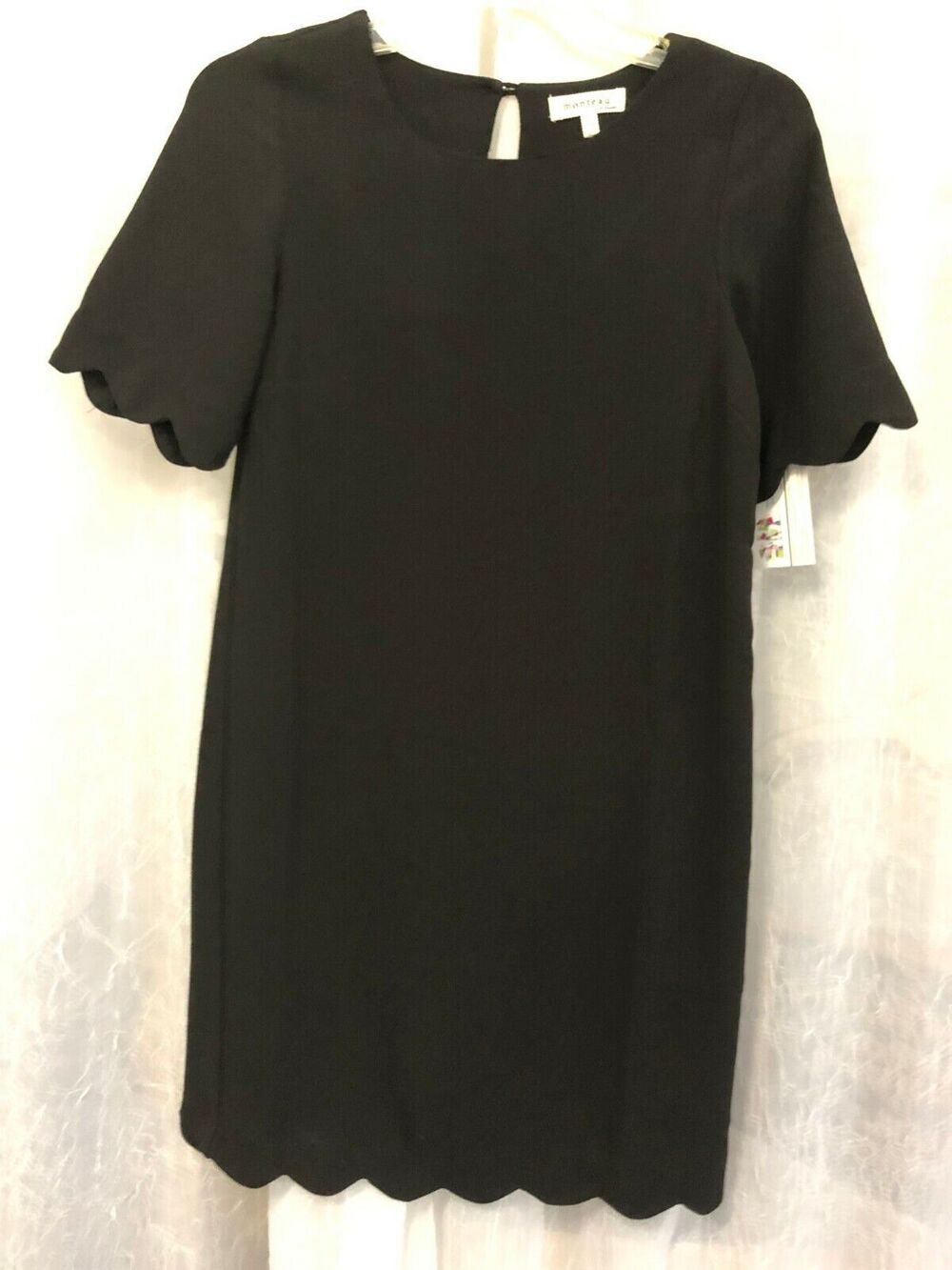 Monteau Women's Black W/ Scallop Edges Dress Size XS